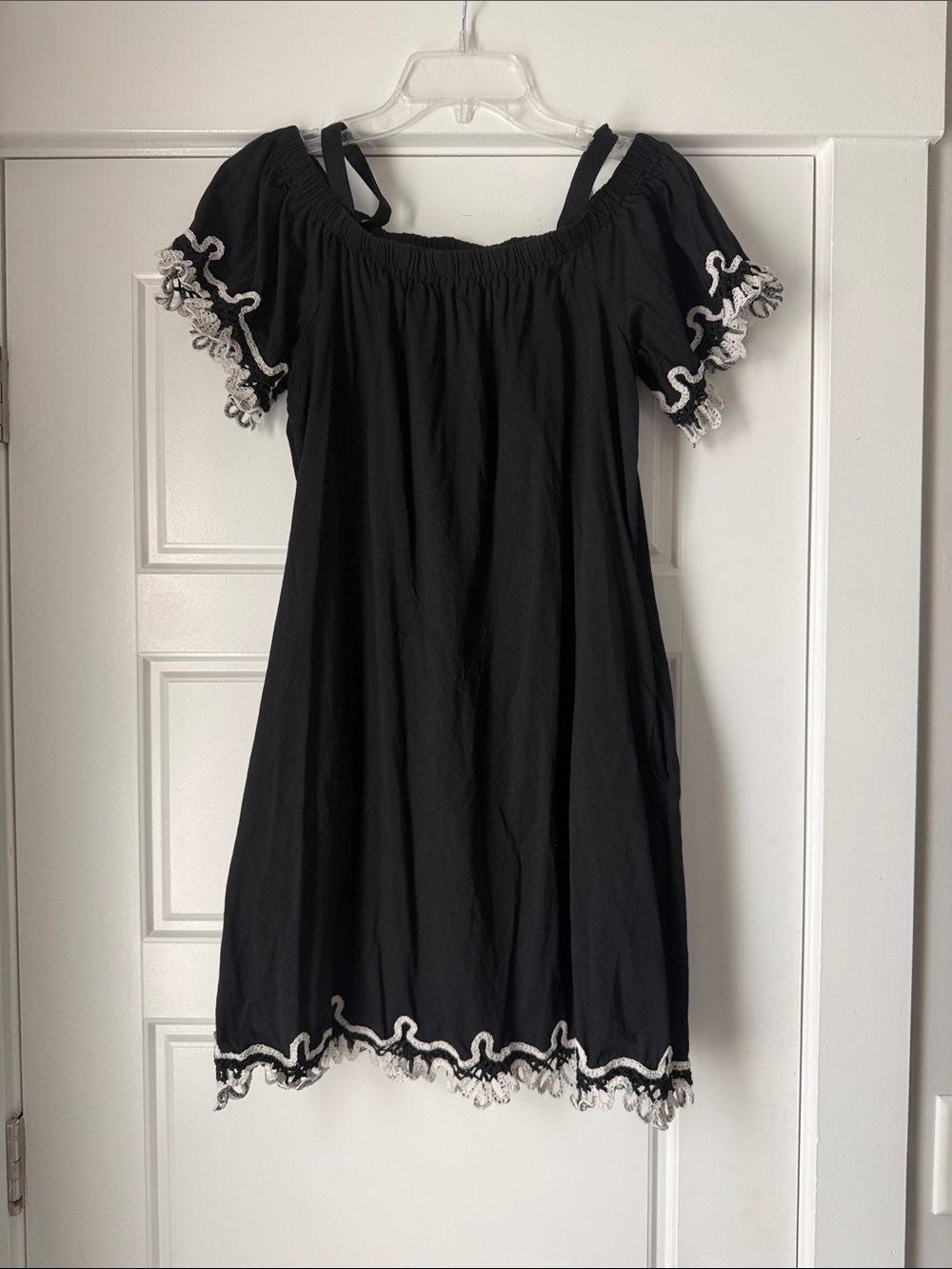 Cato Black Mini Dress with White Trim